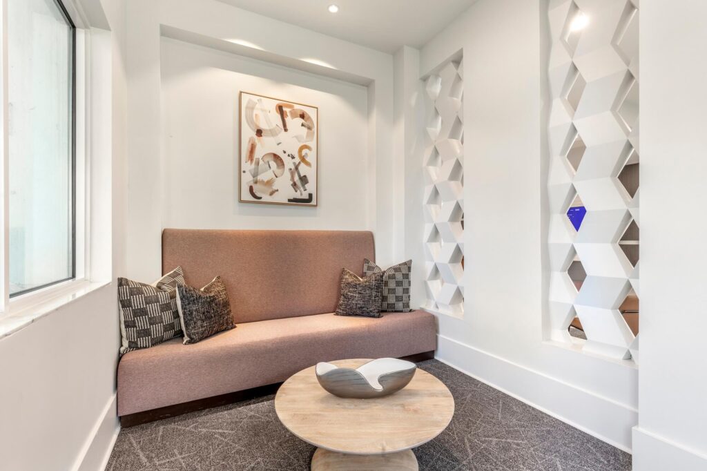 Clubhouse couch area with coffee table